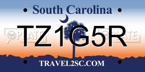 TZ1G5R South Carolina License Plate