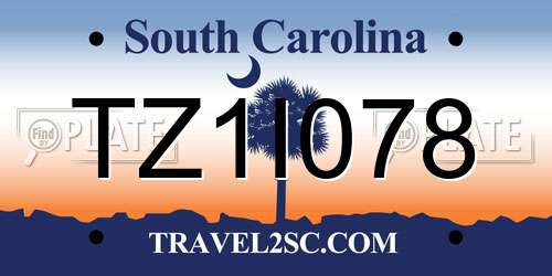 TZ1I078 South Carolina License Plate