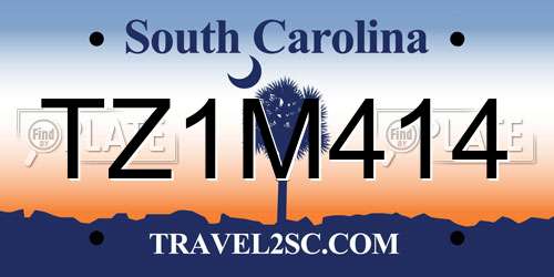 TZ1M414 South Carolina License Plate