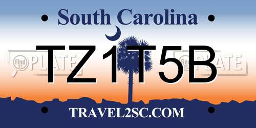 TZ1T5B South Carolina License Plate