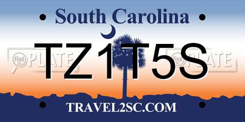 TZ1T5S South Carolina License Plate