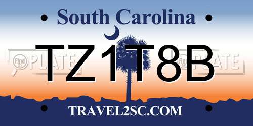TZ1T8B South Carolina License Plate