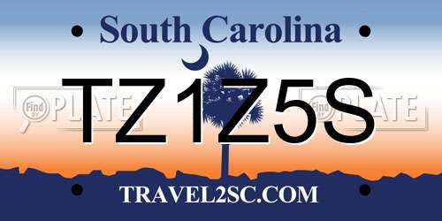 TZ1Z5S South Carolina License Plate