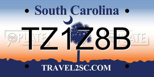 TZ1Z8B South Carolina License Plate