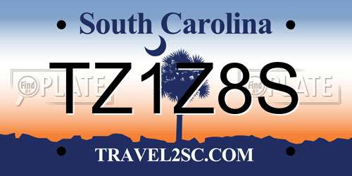TZ1Z8S South Carolina License Plate