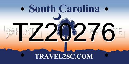 TZ20276 South Carolina License Plate