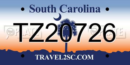 TZ20726 South Carolina License Plate