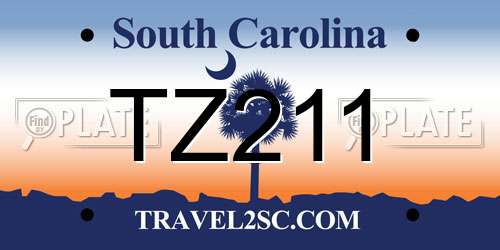 TZ211 South Carolina License Plate