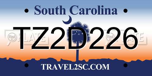 TZ2D226 South Carolina License Plate