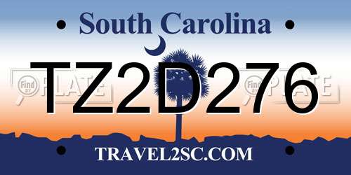 TZ2D276 South Carolina License Plate