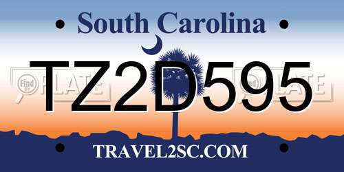 TZ2D595 South Carolina License Plate