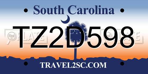 TZ2D598 South Carolina License Plate