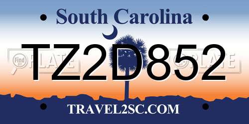 TZ2D852 South Carolina License Plate