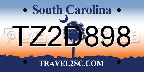 TZ2D898 South Carolina License Plate
