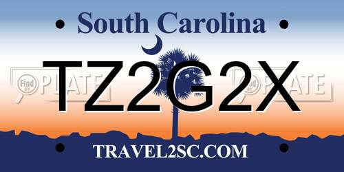 TZ2G2X South Carolina License Plate