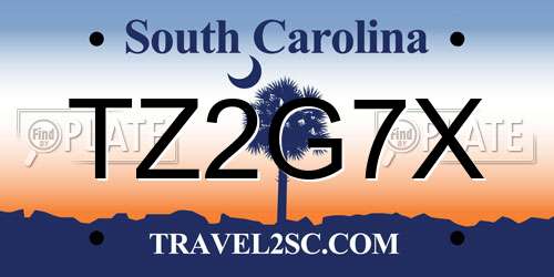 TZ2G7X South Carolina License Plate