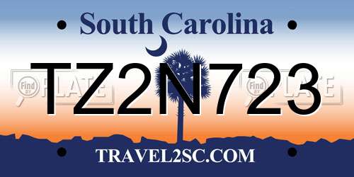 TZ2N723 South Carolina License Plate