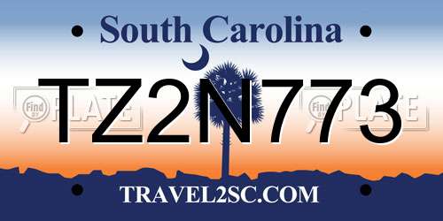 TZ2N773 South Carolina License Plate