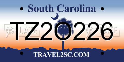 TZ2O226 South Carolina License Plate