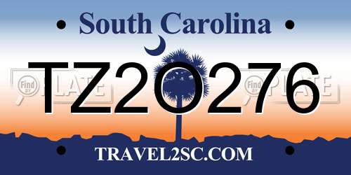 TZ2O276 South Carolina License Plate