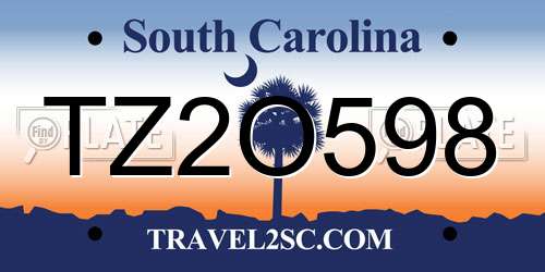 TZ2O598 South Carolina License Plate