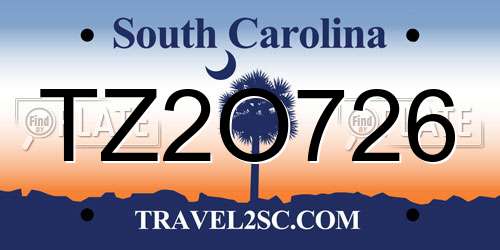 TZ2O726 South Carolina License Plate