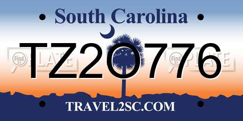 TZ2O776 South Carolina License Plate