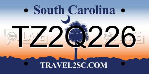TZ2Q226 South Carolina License Plate