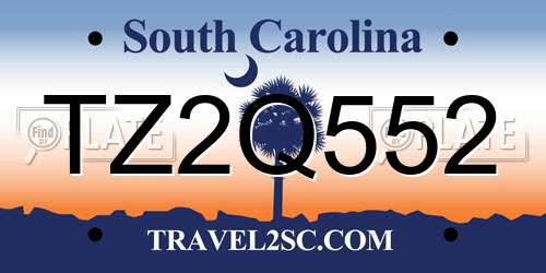 TZ2Q552 South Carolina License Plate