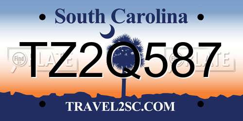TZ2Q587 South Carolina License Plate