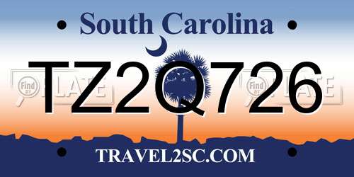TZ2Q726 South Carolina License Plate
