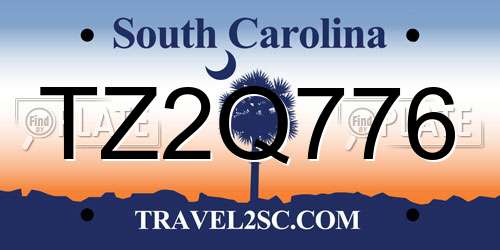 TZ2Q776 South Carolina License Plate