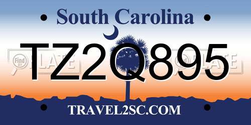TZ2Q895 South Carolina License Plate