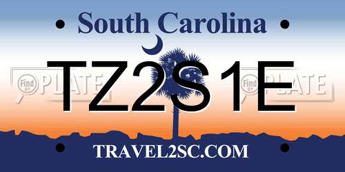 TZ2S1E South Carolina License Plate