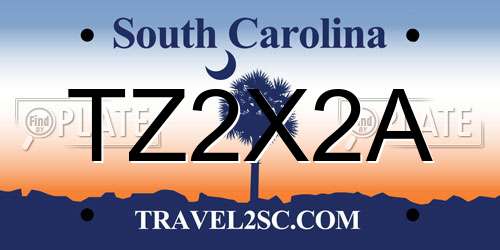 TZ2X2A South Carolina License Plate