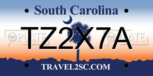 TZ2X7A South Carolina License Plate