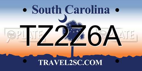 TZ2Z6A South Carolina License Plate