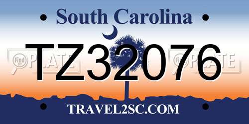 TZ32076 South Carolina License Plate