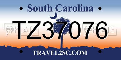 TZ37076 South Carolina License Plate