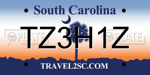 TZ3H1Z South Carolina License Plate