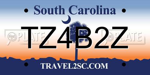 TZ4B2Z South Carolina License Plate