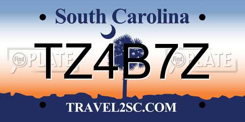 TZ4B7Z South Carolina License Plate