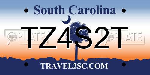 TZ4S2T South Carolina License Plate