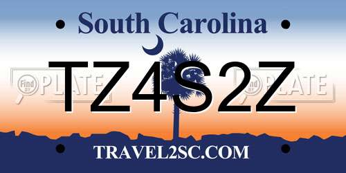 TZ4S2Z South Carolina License Plate