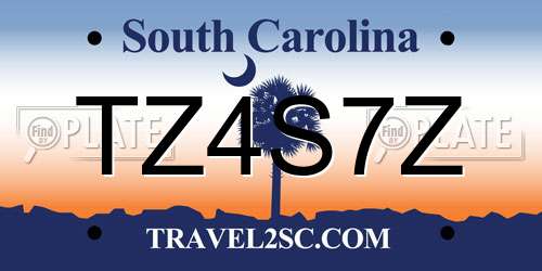 TZ4S7Z South Carolina License Plate