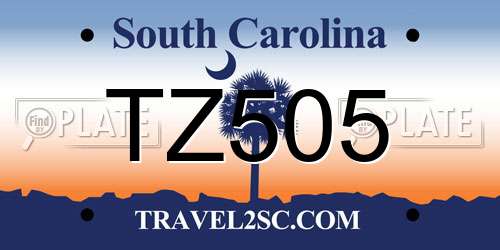 TZ505 South Carolina License Plate