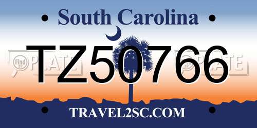 TZ50766 South Carolina License Plate