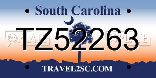 TZ52263 South Carolina License Plate