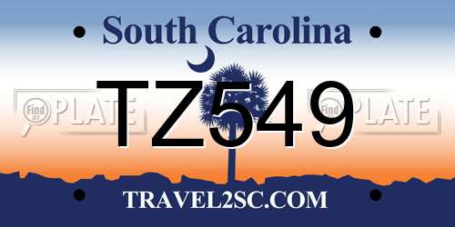 TZ549 South Carolina License Plate