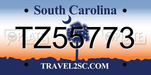 TZ55773 South Carolina License Plate